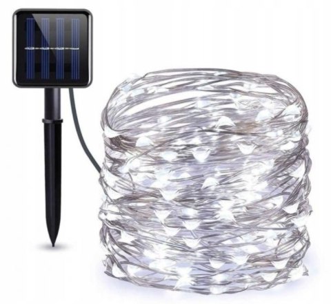 Lampki ogrodowe solarne drucik 200 led CW (50)