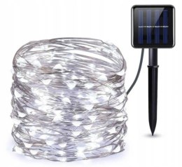 Lampki ogrodowe solarne drucik 300 led CW (50)